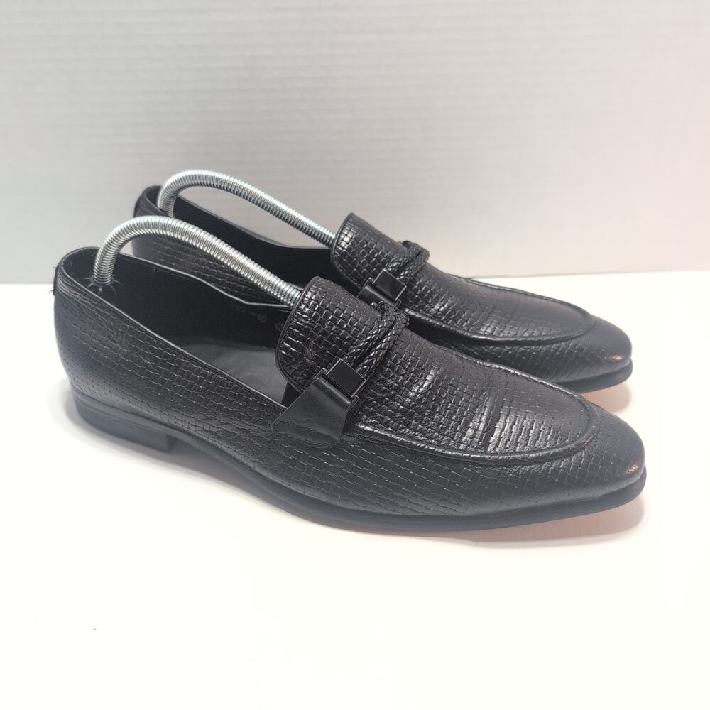 Zara Made In Italy Woven Leather Dress Loafers Black Men's 9.5
